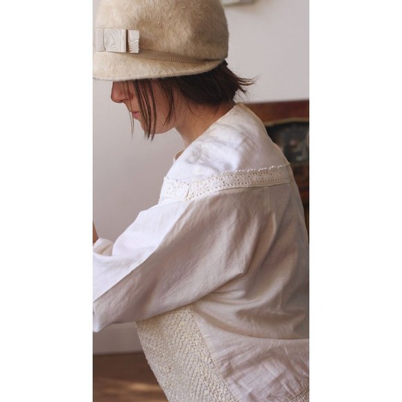 Vintage 70’s Cotton Lace Blouse Adree Gaye OffWhite - Picture 3 of 10